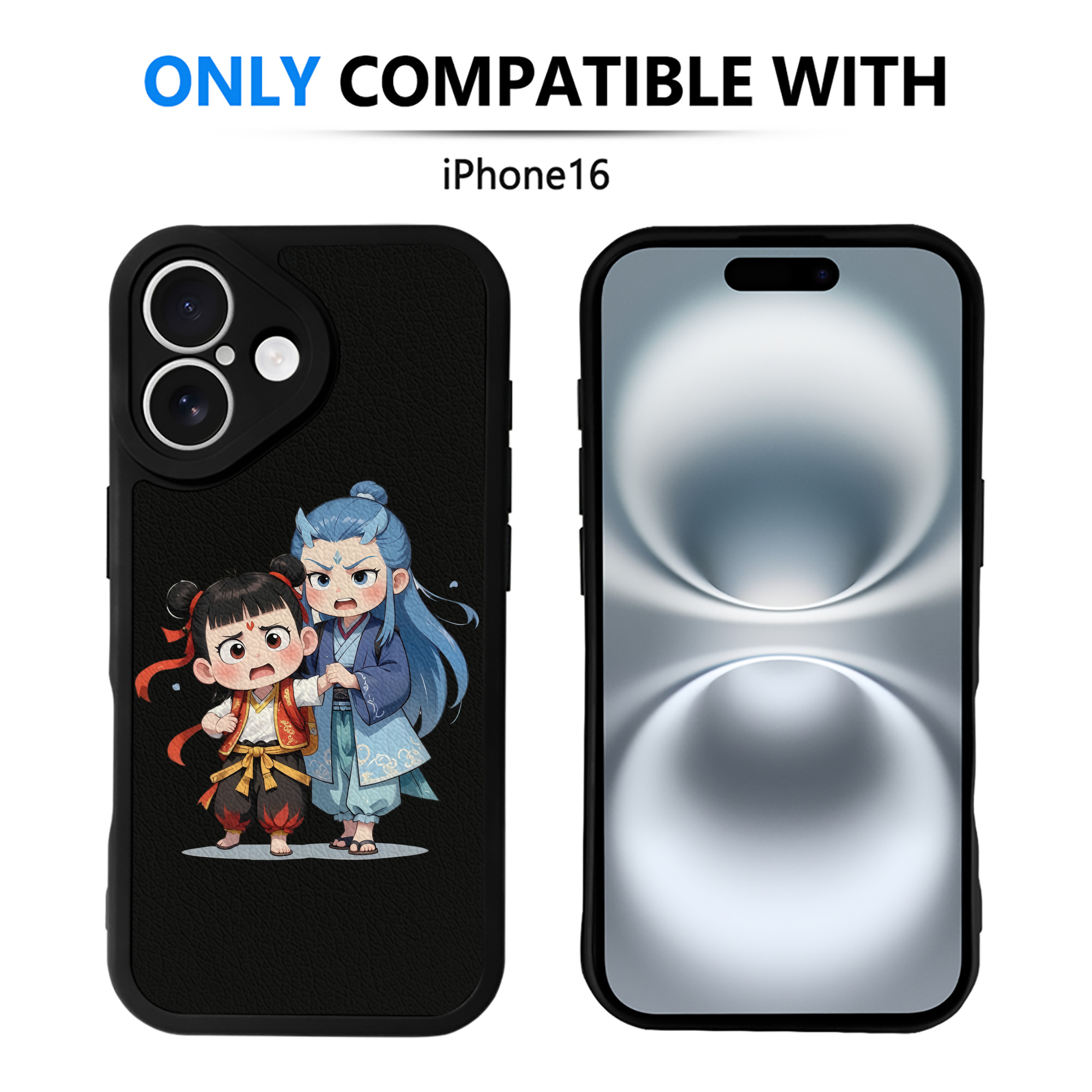 （画像用） Ne Zha 2 ナタ 魔童の大暴れ 【iPhone 16シリーズ対応】シリコンスマホケース（レザー調） 材質：シリコン